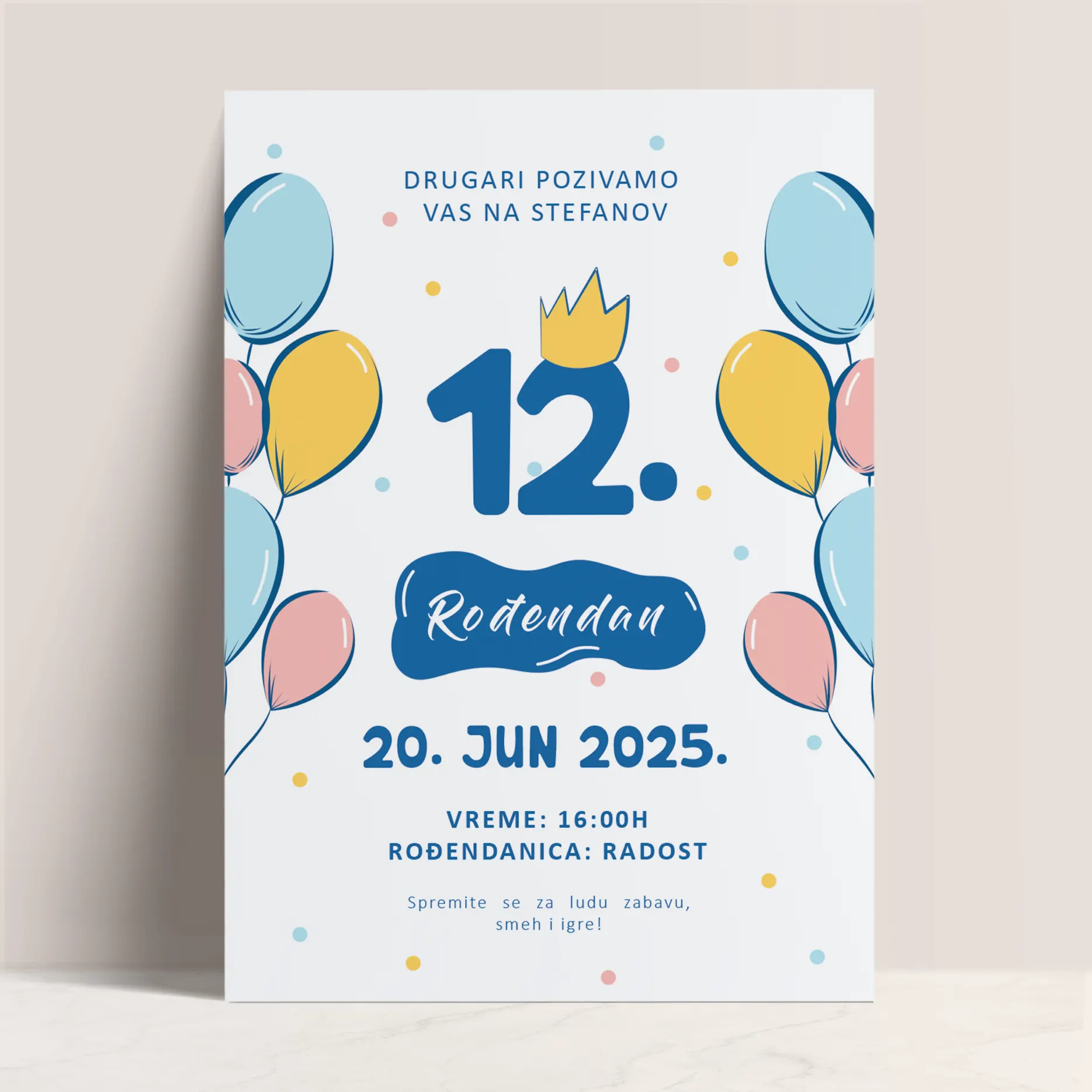Pozivnica za Dečiji Rođendan sa Šarenim Balonima