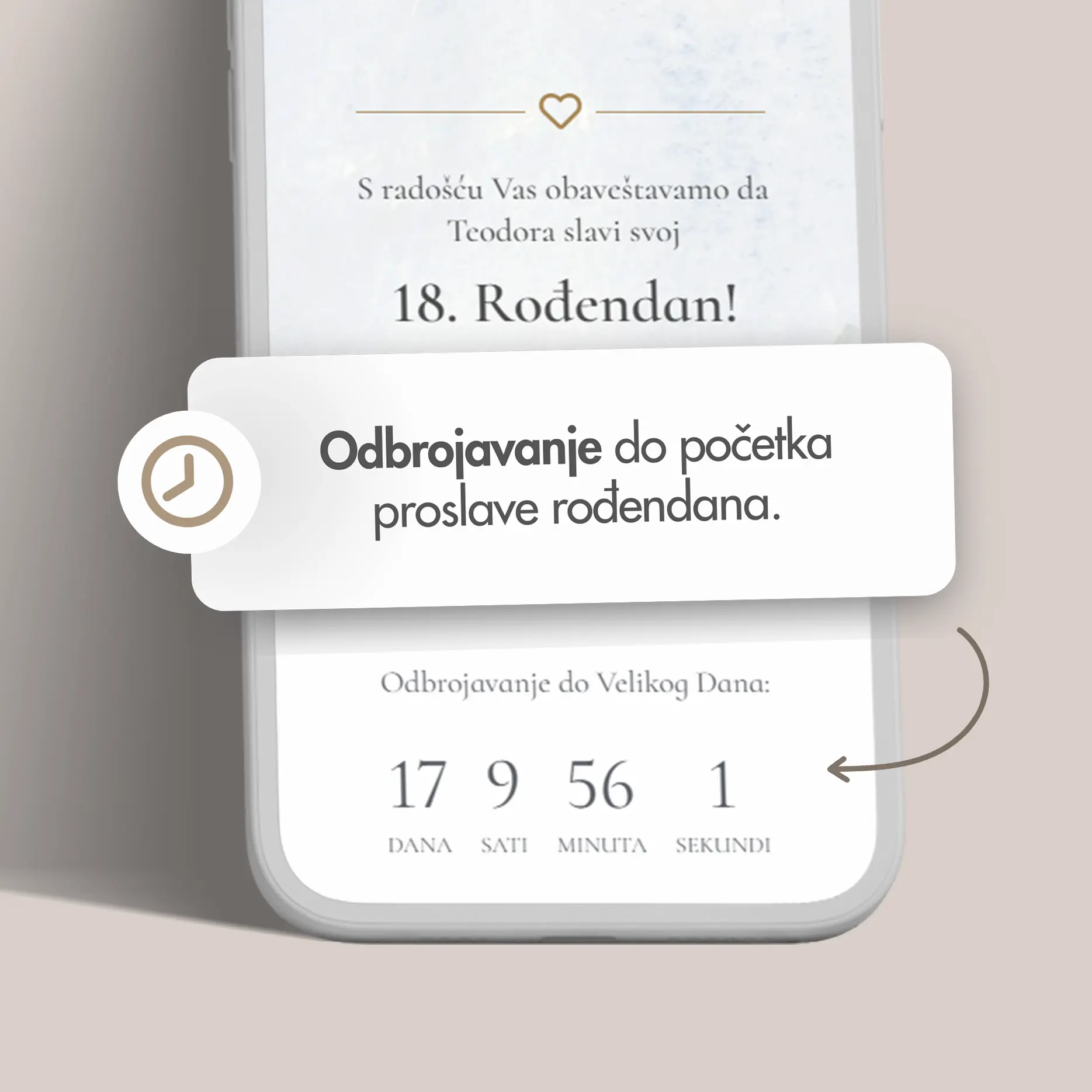 Elegantna Elektronska Pozivnica za Ženski 18. Rođendan