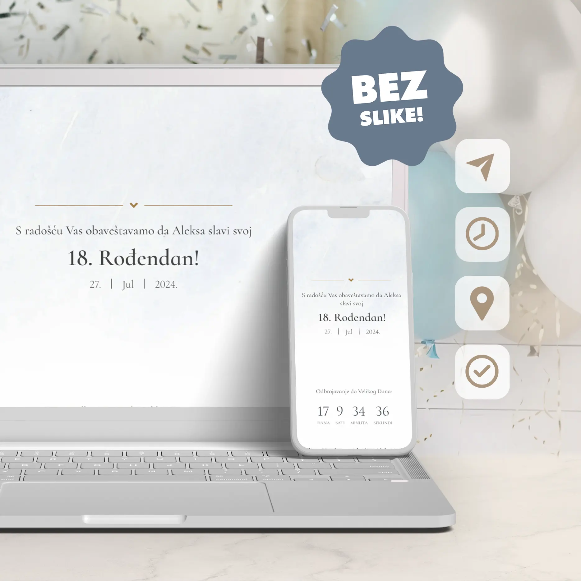 Jednostavna Muška Elektronska Pozivnica za 18. Rođendan