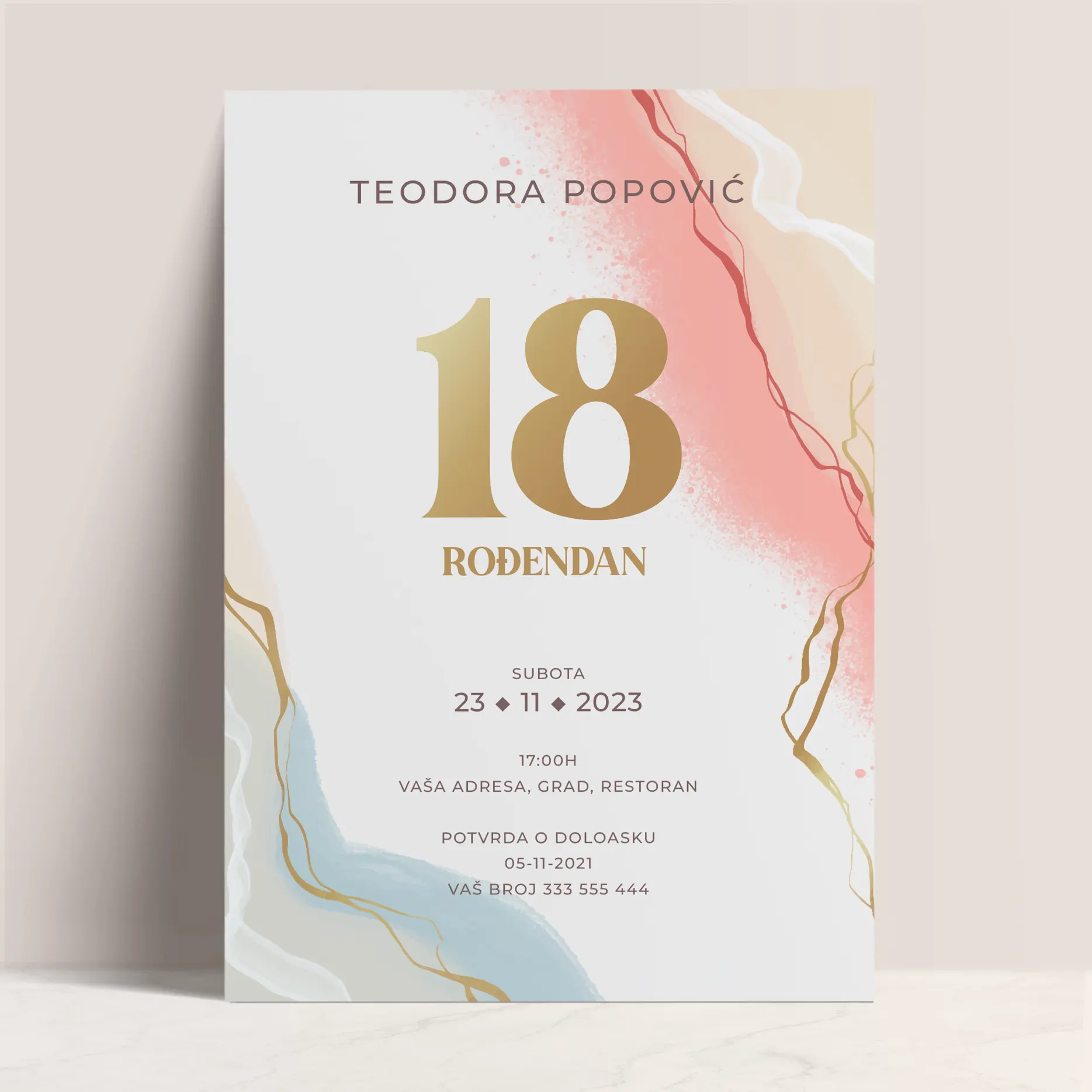 Pozivnica za Elegantan Ženski 18. Rođendan