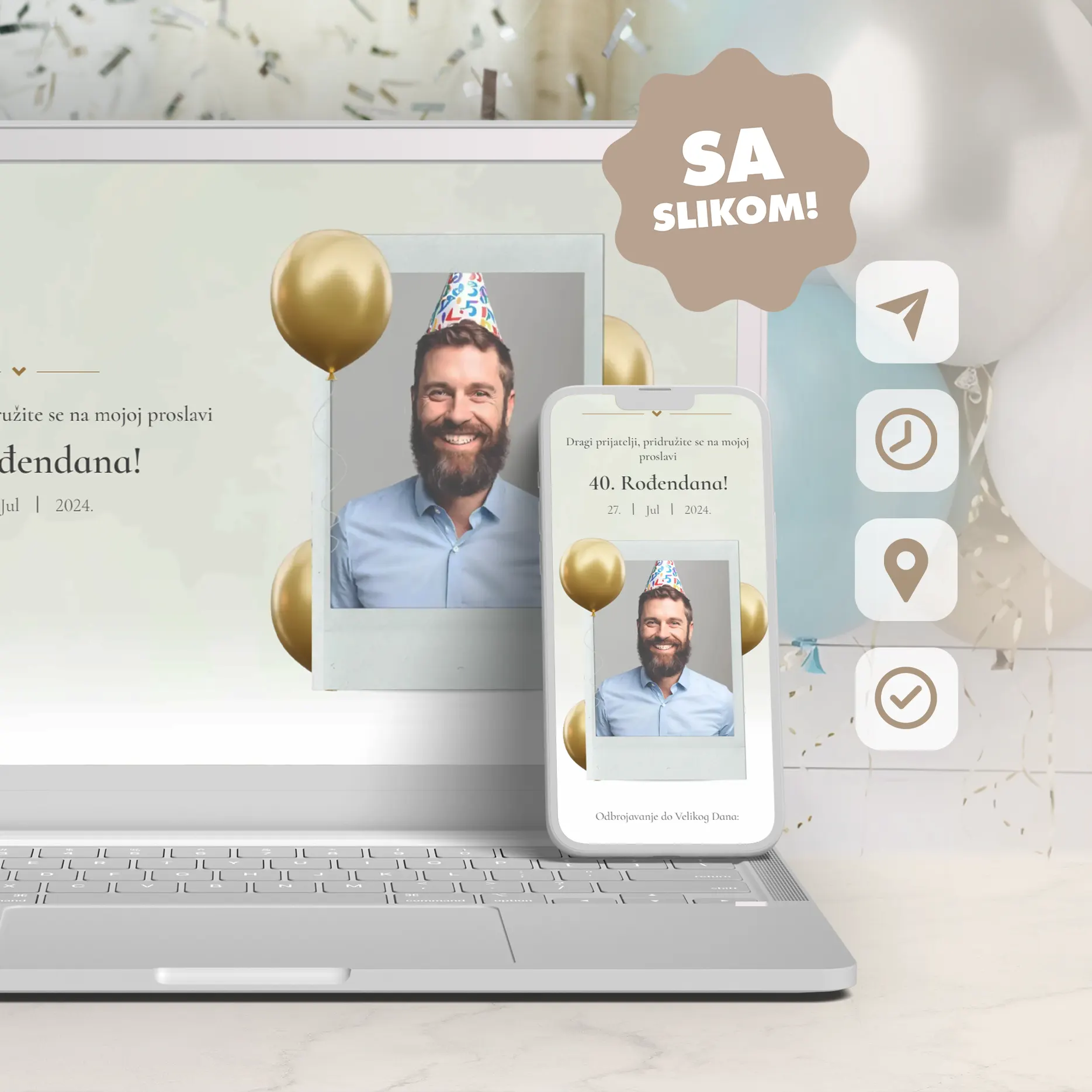 Elektronska Pozivnica za Muški Rođendan uz Sliku