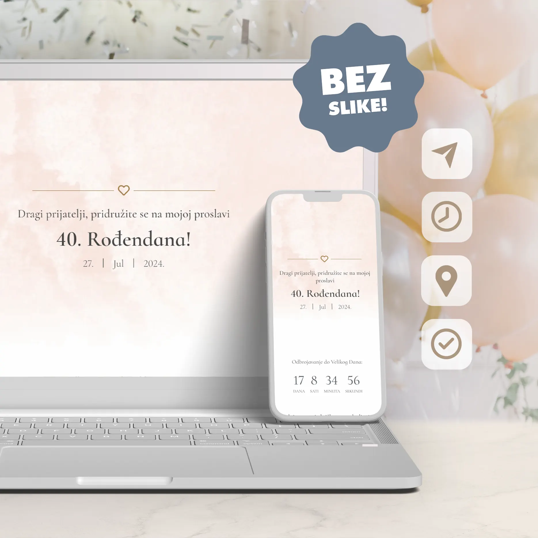 Ženska Elektronska Pozivnica za Odrasli Rođendan