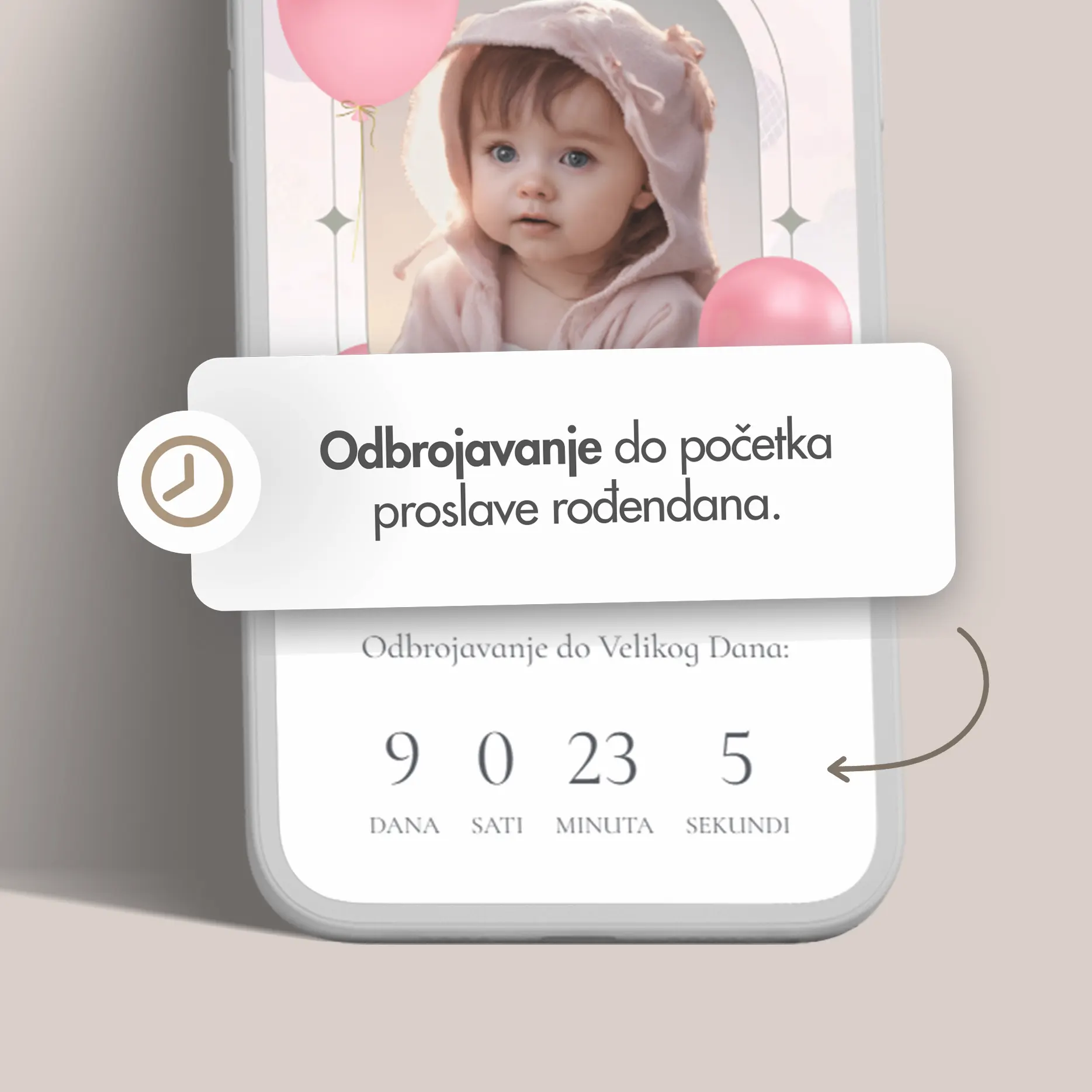 Ženska Elektronska Pozivnica za Prvi Rođendan sa Slikom