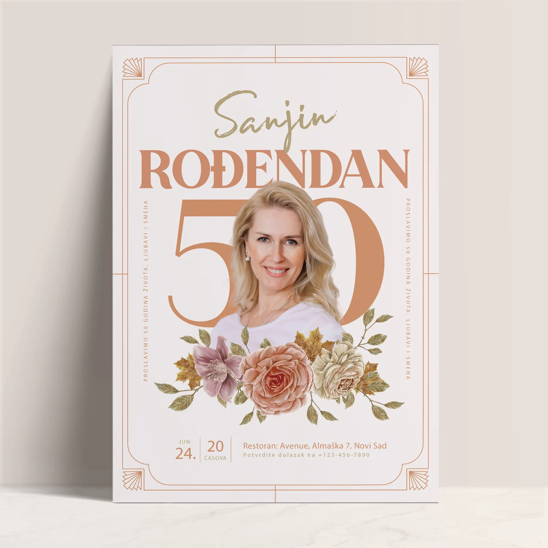 Ženska Pozivnica za Odrasli Rođendan sa Fotografijom Slavljenice