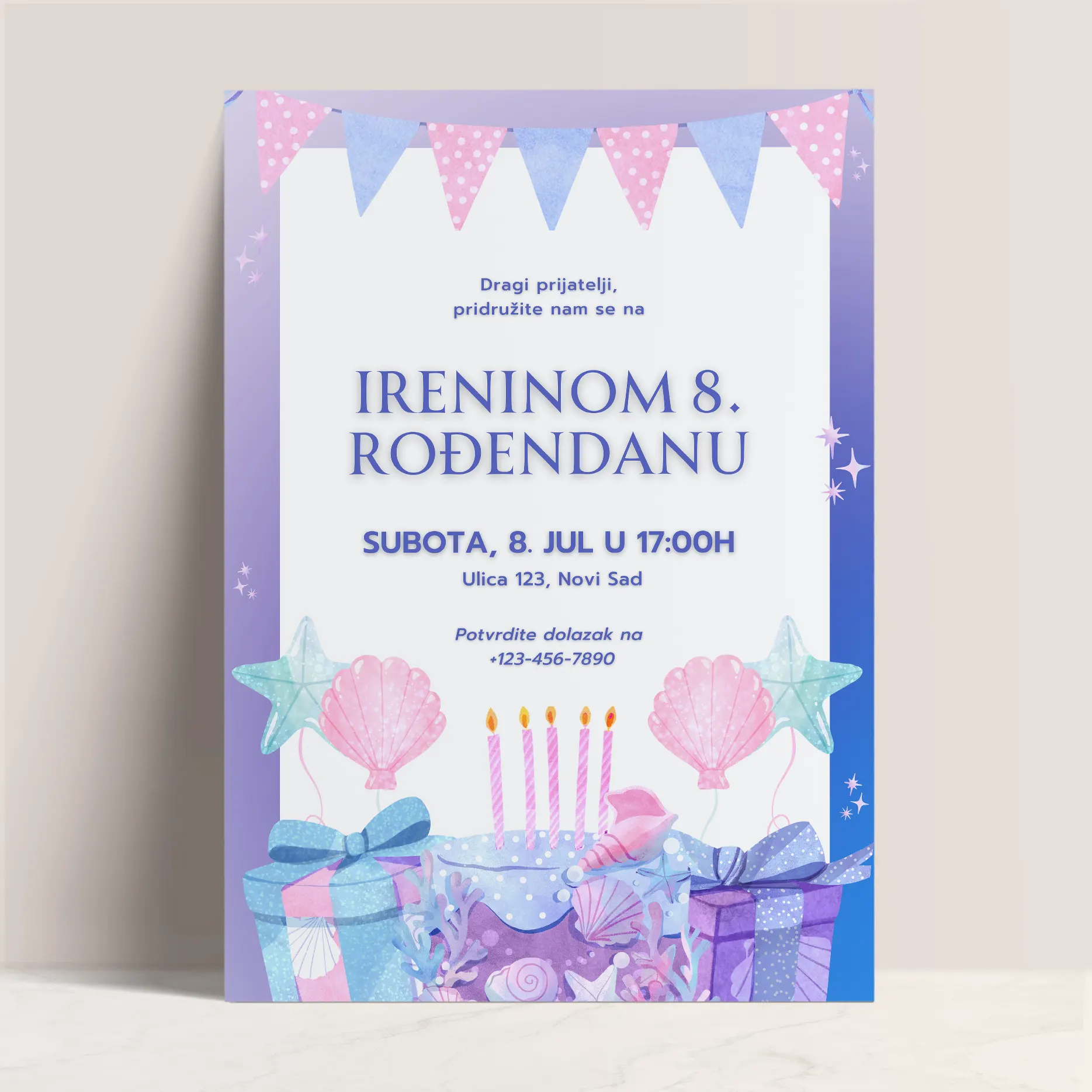 Pozivnica za Rođendan sa Morskim Motivima