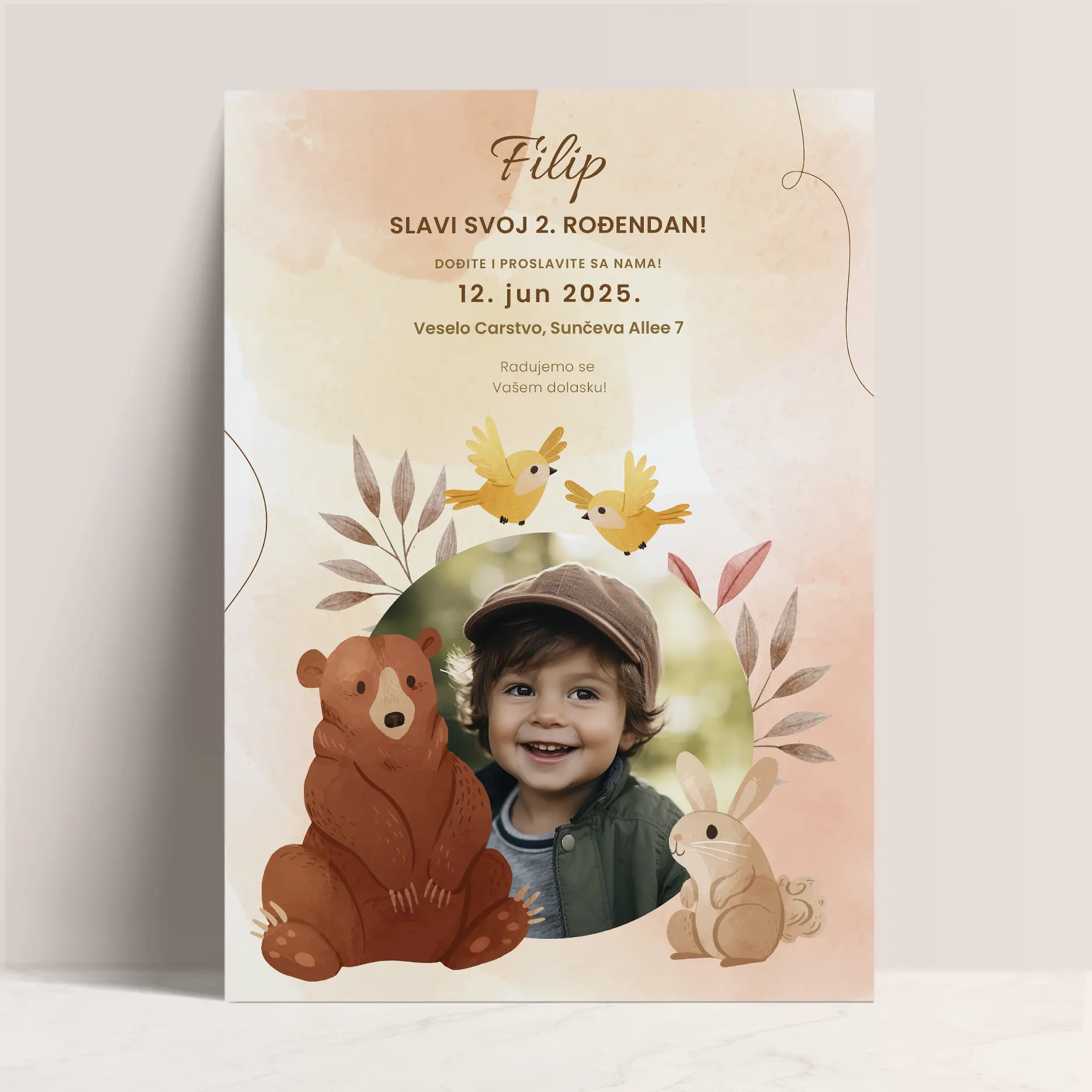 Pozivnica za Dečji Rođendan sa Živopisnim Životinjama