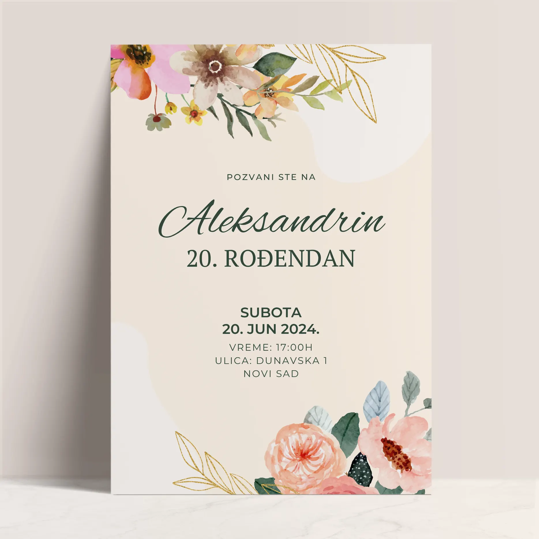 Šarmantni Cvjetni Poziv: Pozivnica za Rođendansku Proslavu