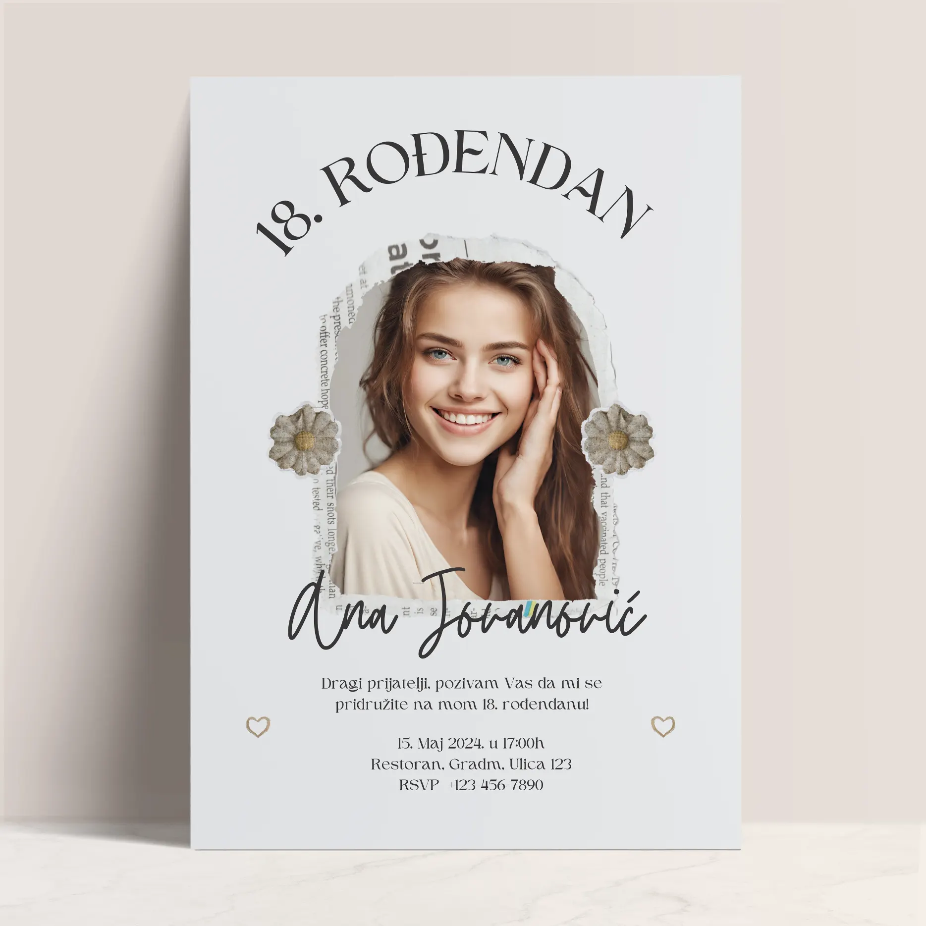 Pozivnica za 18. Rođendan sa Fotografijom Slavljenice