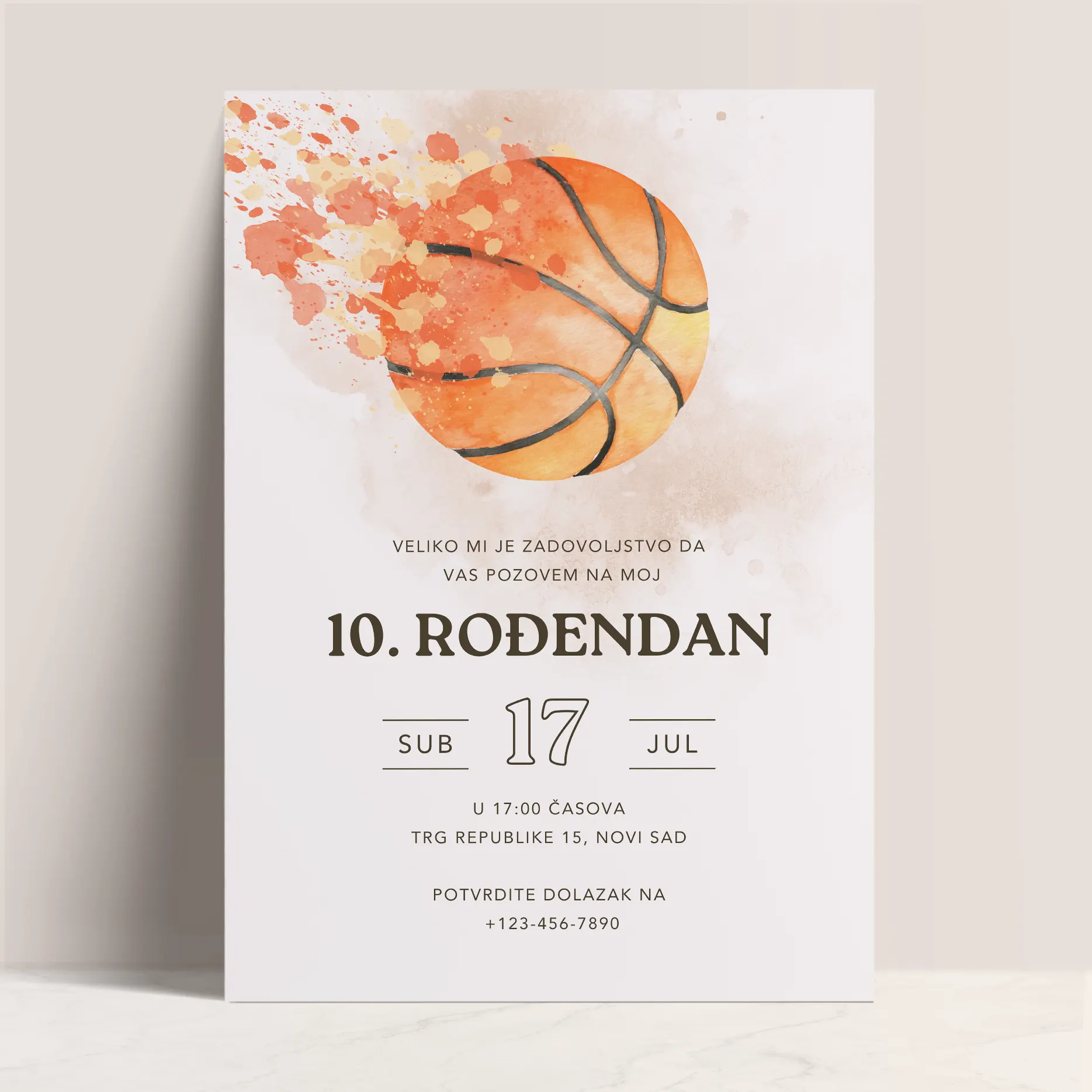 Pozivnica za Deciji Rodjendan u Košarkaškom Stilu