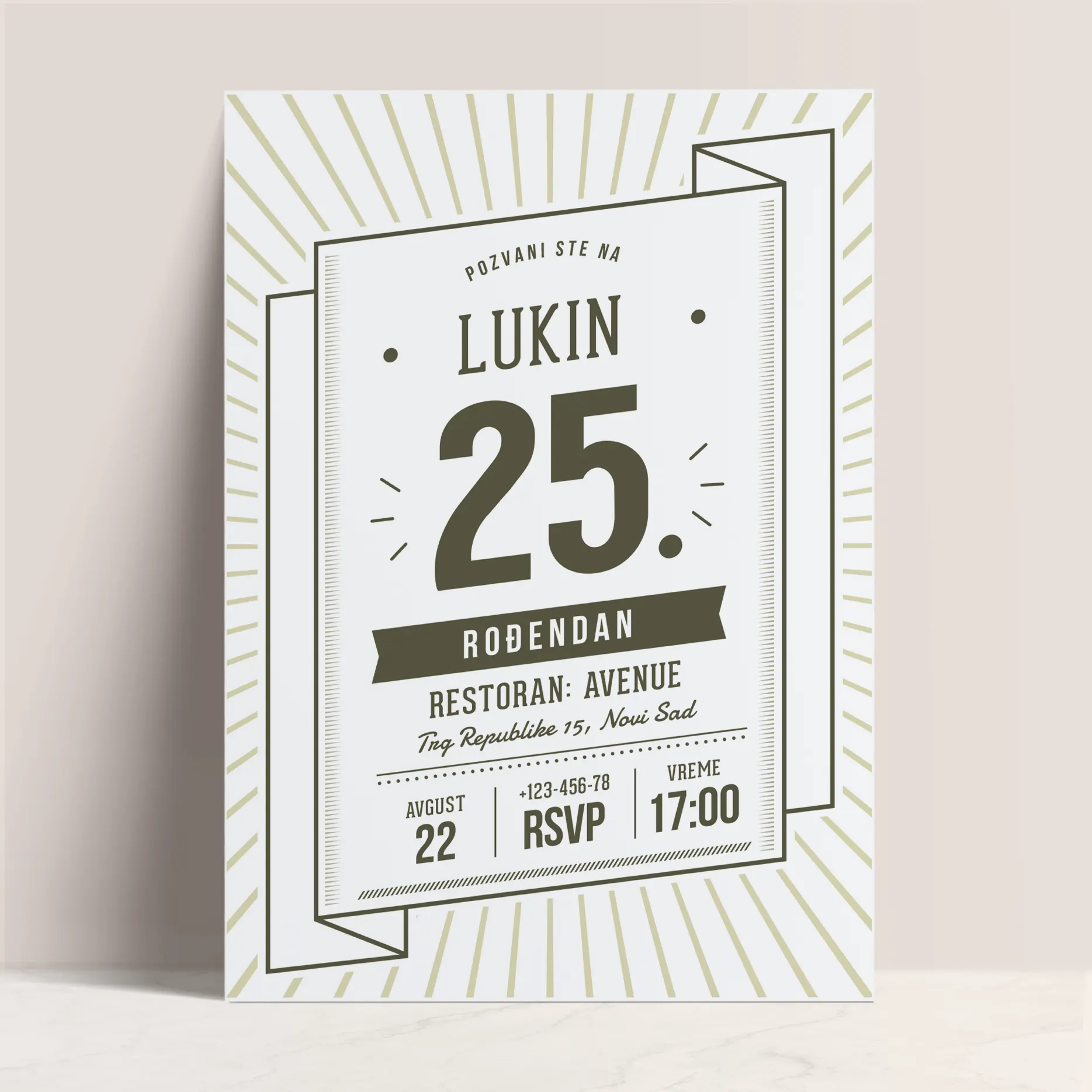 Muška Pozivnica za Rođendan u Vintage Stilu